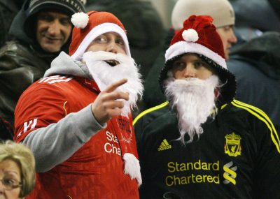 FOOT - PREMIER LEAGUE - 2010 06/12/2010 - Barclays Premier League - Liverpool vs. Aston Villa - Liverpool fans with Santa Claus beards - Photo: Simon Stacpoole / Offside.
