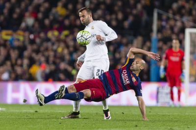 FOOT - LIGA - 2016 SPAIN - Apr,2th: Javier Alejandro Mascherano and Jese Rodriguez during the match between FC Barcelona vs Real Madrid, for the round 31 of the Liga BBVA, played at Camp Nou Stadium on 2th Apr 2016 in Barcelona, Spain. (Credit: Mikel Trigueros / Urbanandsport / Cordon Press) Cordon Press *** Local Caption ***