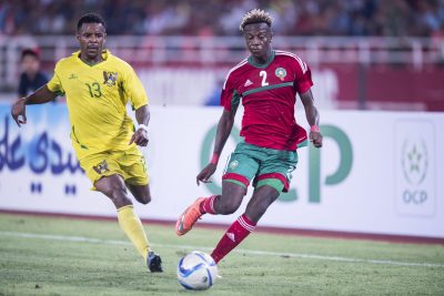 FOOT - QUALIFICATIONS - CAN 2017 - 2016 (L-R) Leonildo Soares G de Ceita of Sao Tome e Principe, Hamza Mendyl of Moroccoduring the Africa Cup of Nations match between Morocco and Sao Tome E Principe at September 4, 2016 at the Complexe Sportif Prince Moulay Abdellah in Rabat, Morocco.