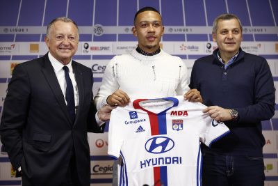 FOOT - L1 - TRANSFERT - 2017 Decines, le 20/01/17 groupama ol training center Presentation memphis depay depay (memphis) aulas (jean michel) genesio (bruno)