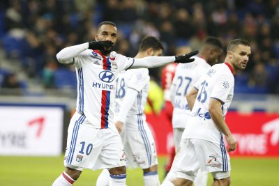 FOOT - L1 - 2017 lacazette (alexandre) *** Local Caption *** joie du 3-0 L'(09/02/2017) photo une regionale