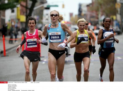 ATHLETISME - MARATHON DE NEW YORK - 3 ème du marathon - petrova (ludmila) - daunay (christelle) - radcliffe (paula) - petrova (ludmila) - tulu (derartu)