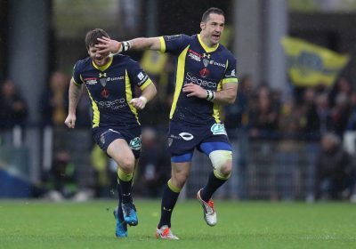 RUGBY - CHAMPIONS CUP - 2017 European Rugby Champions Cup Quarter-Final, Stade Marcel-Michelin, Clermont-Ferrand, France 2/4/2017 ASM Clermont Auvergne vs RC Toulon Clermont AuvergneÕs Camille Lopez celebrates his drop goal Mandatory Credit ©INPHO/Billy Stickland