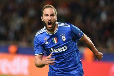 FOOT - LIGUE DES CHAMPIONS - 2017 Foto IPP/Massimo Rana Montecarlo 03-05-2017 Calcio Champions League 2016/2017 Monaco-Juventus nella foto esulta gonzalo higuain dopo il gol Italy Photo Press - World Copyright