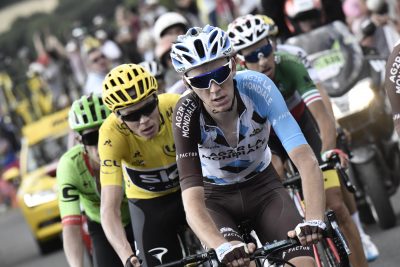 CYCLISME - TOUR DE FRANCE 2017 - 2017 16 July 2017 104th Tour de France Stage 15 : Laissac-Severac l'Eglise - Le Puy-en-Velay BARDET Romain (FRA) ag2r - La Mondiale FROOME Christopher (GBR) Sky, Maillot Jaune URAN Rigoberto (COL) Cannondale - Drapac, at Col de Peyra Taillade Photo : Yuzuru SUNADA