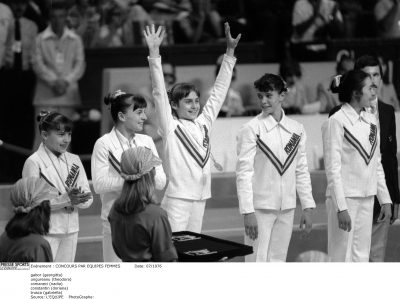equipe roumanie gabor (georgitta) ungureanu (theodora) comaneci (nadia) constantin (doriana) trusca (gabriella)